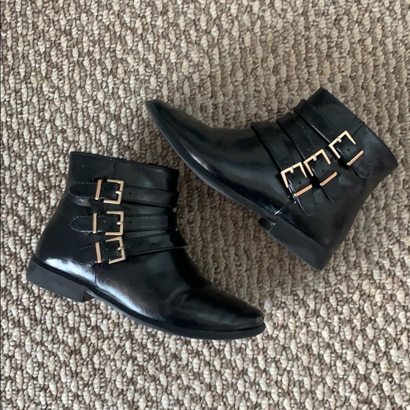 Zara kids black buckle ankle booties 30 / 12.5 - Picture 1 of 8